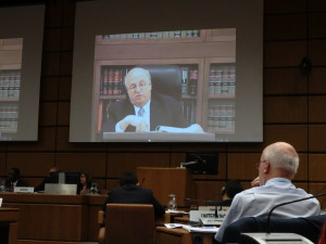 Judge Mark Wolff speaking at a panel discussion on special measures against grand corruption at the 4th UNCAC IRG Briefing for NGOs